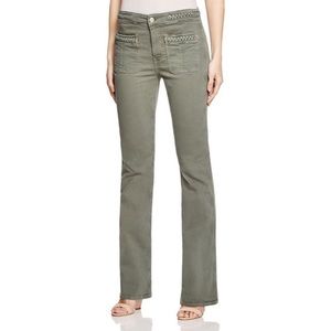 7 For All Mankind Green Braided Flare Jeans